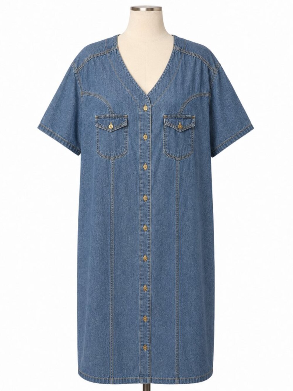 Proudly Plus Vintage Denim Button Front Shirt Dress 24W